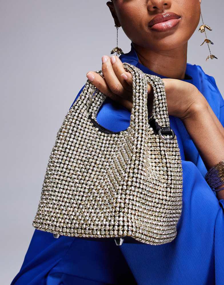 True Decadence True Decadence rhinestone embellished grab bag in silver