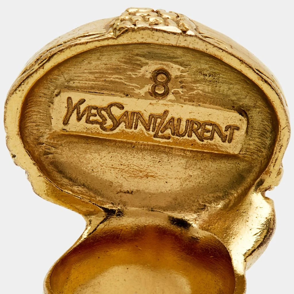 Yves Saint Laurent Yves Saint Laurent Arty Glass Gold Tone Ring Size 57 6