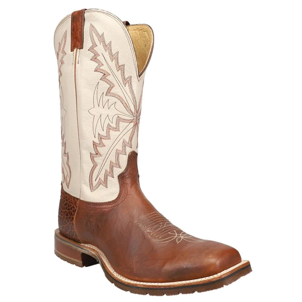 Tony Lama Antonio 13 Inch Embroidered Wide Square Toe Pull On Cowboy Boots 2