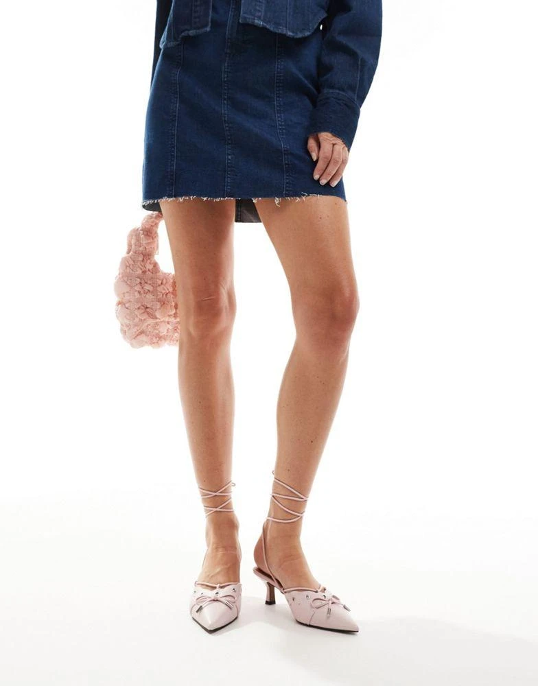 River Island River Island mule kitten heel with bow in light pink 3