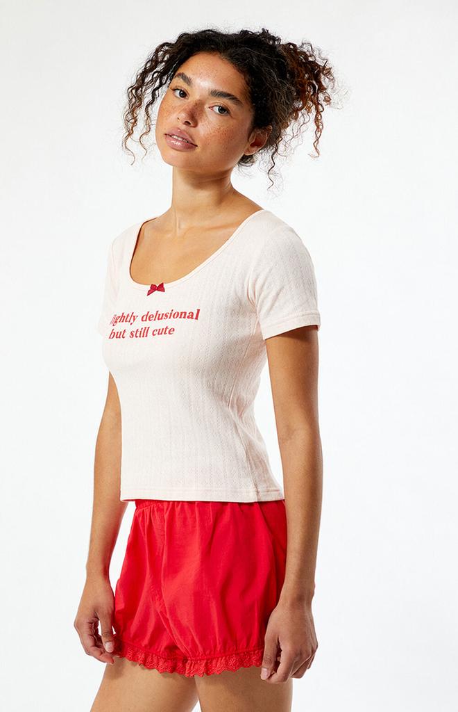 Daisy Street Slightly Delusional But Still Cute Cropped T-Shirt