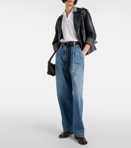 Brunello Cucinelli Pleated high-rise wide-leg jeans 2
