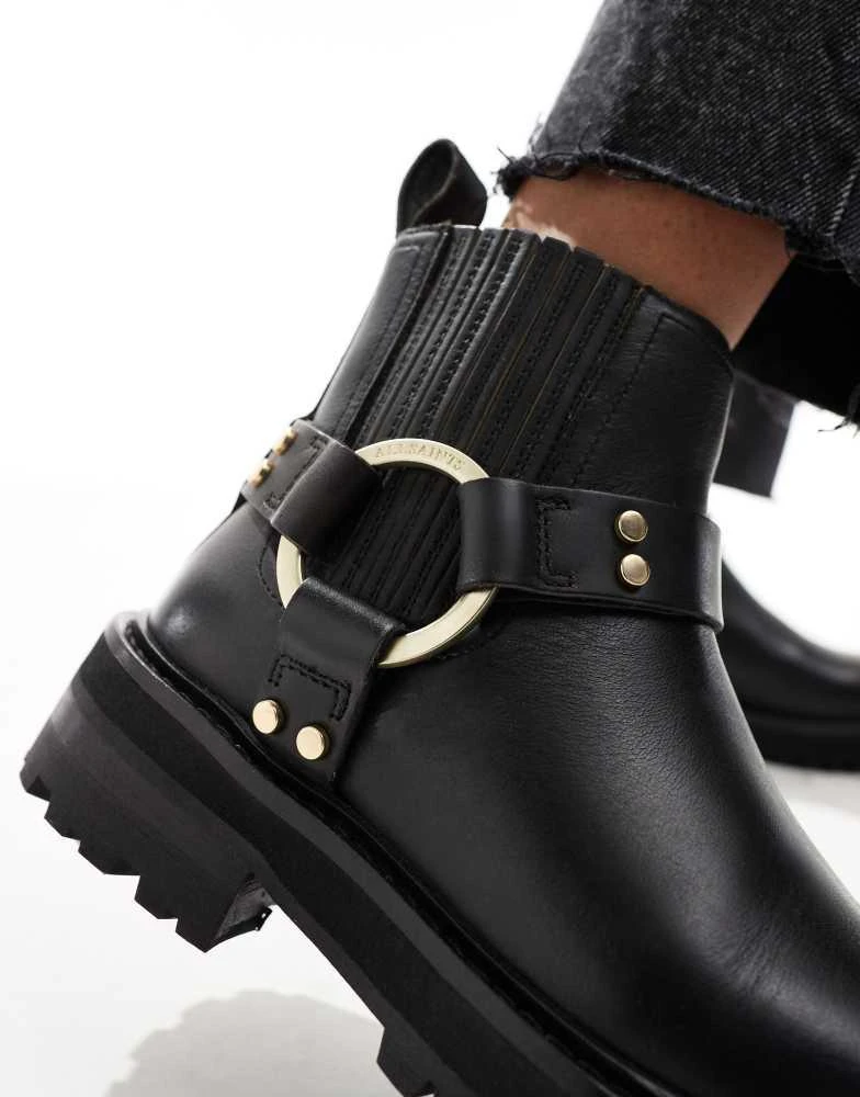 ALL SAINTS AllSaints Maddie leather harness biker boots in black 2