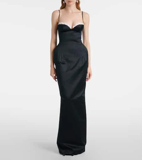 Magda Butrym Crochet-trimmed satin bustier gown 2