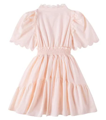 white christmas dresses Petite Amalie Pink/Cream Shirred Waist Voile Dress – Ladida main image 1