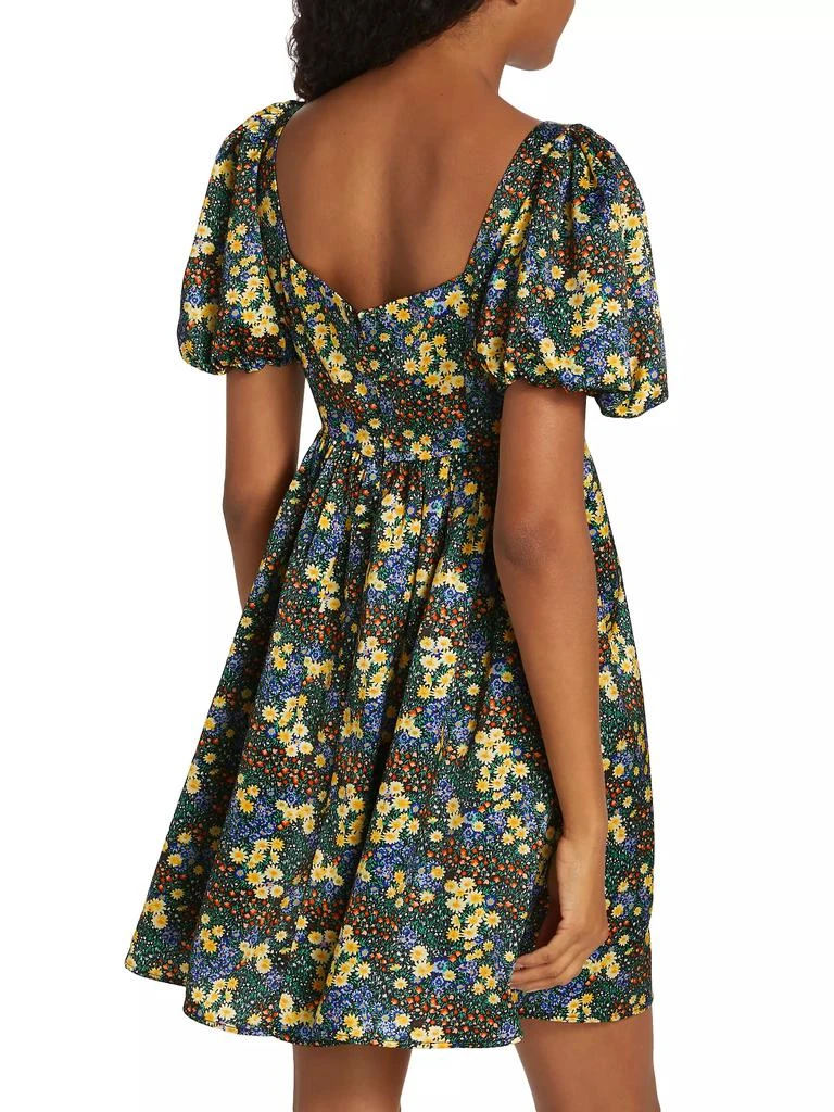 HVN Quinn Floral Puff-Sleeve Minidress 5