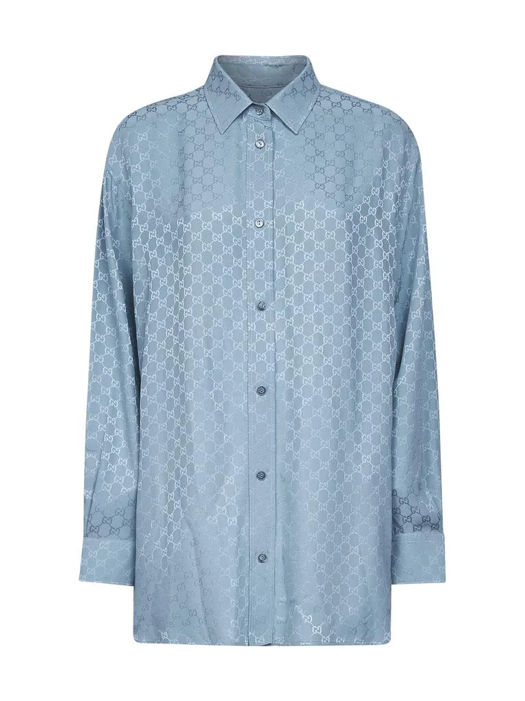 Gucci GUCCI | Light blue GG jacquard silk oversized shirt | Women | 38 -  Shirts - BeyondStyle