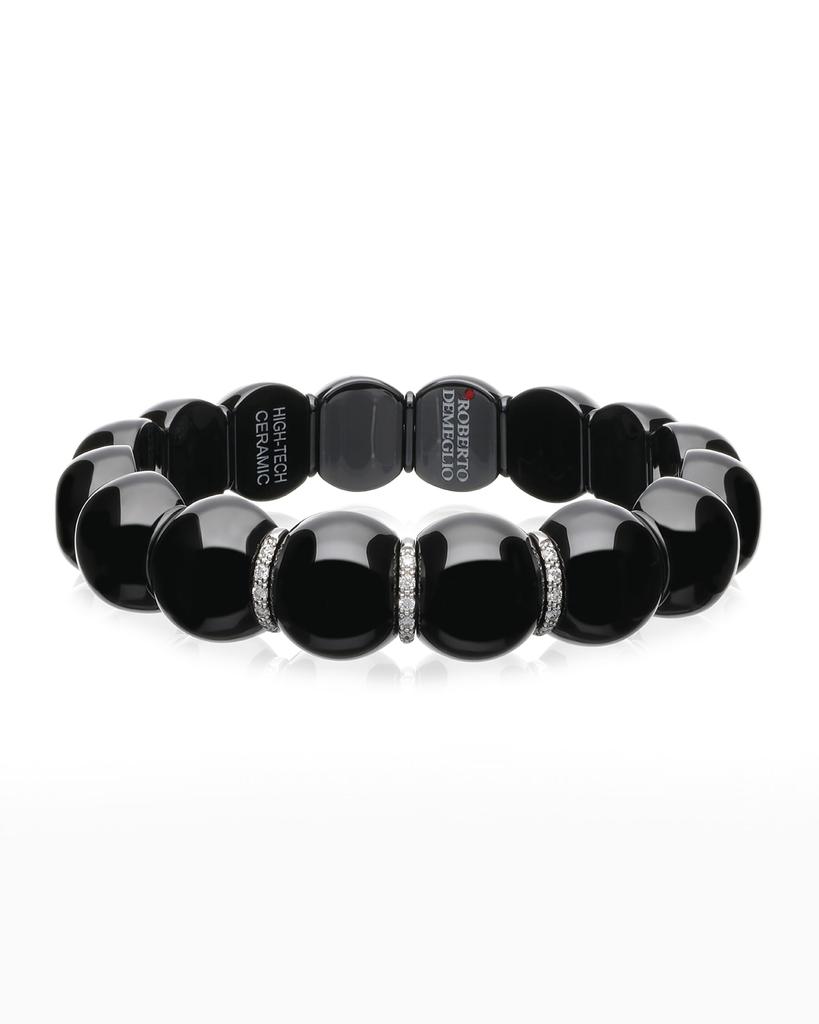 Roberto Demeglio Dama Ceramic Beaded Diamond Station Stretch Bracelet