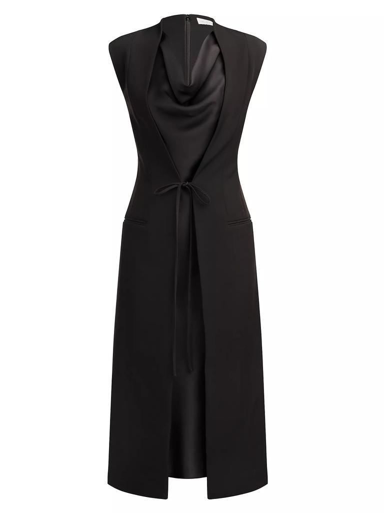 Halston Jacklyn Cowl-Neck Crepe Midi-Dress