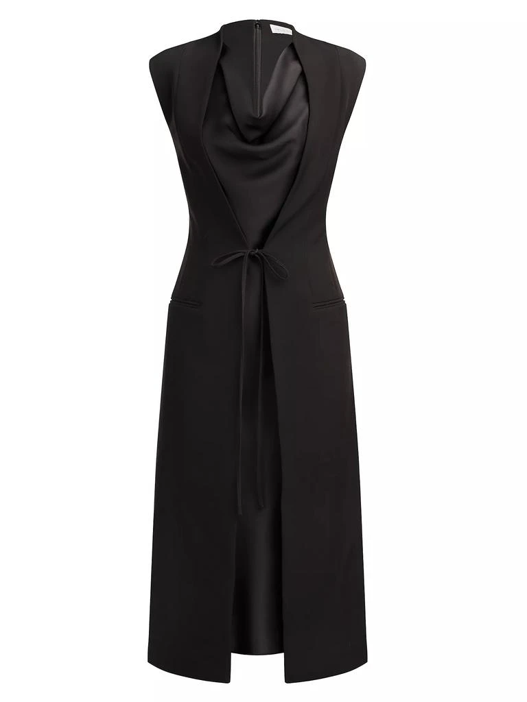 Halston Jacklyn Cowl-Neck Crepe Midi-Dress 1