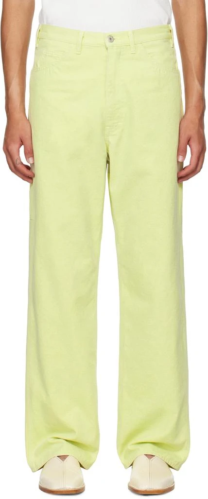 AURALEE Green Washed Canvas Trousers 1