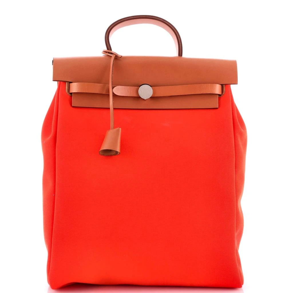 Hermes Herbag A Dos Zip Backpack Toile and Leather 1