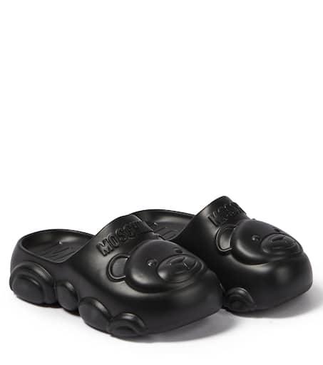 ◆MOSCHINO◆モスキーノ rubber slides with logo branding Logo rubber slides in black - Moschino Kids | Mytheresa