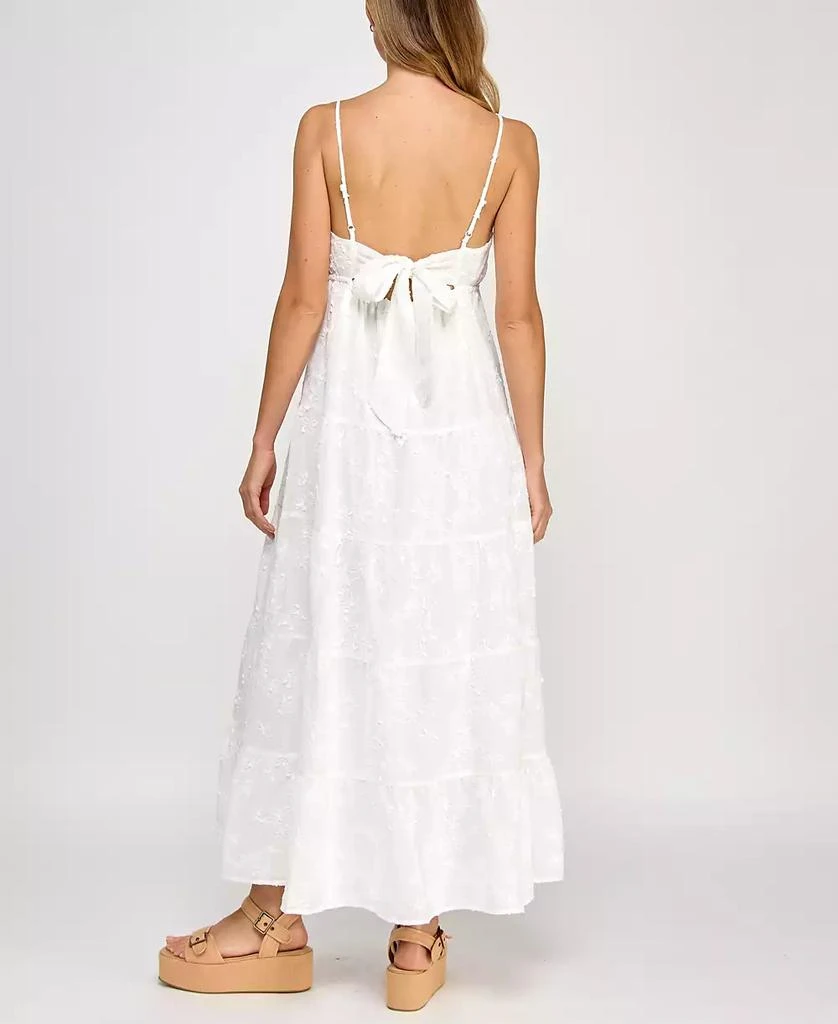 Crystal Doll Juniors' Woven Tie-Back Tiered Maxi Dress 3