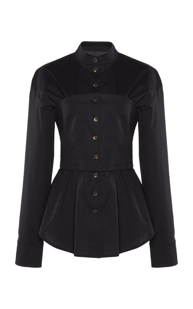 A.W.A.K.E. MODE A.W.A.K.E. MODE - Stretch-Cotton Corset Shirt - Black - FR 34 - Moda Operandi 1