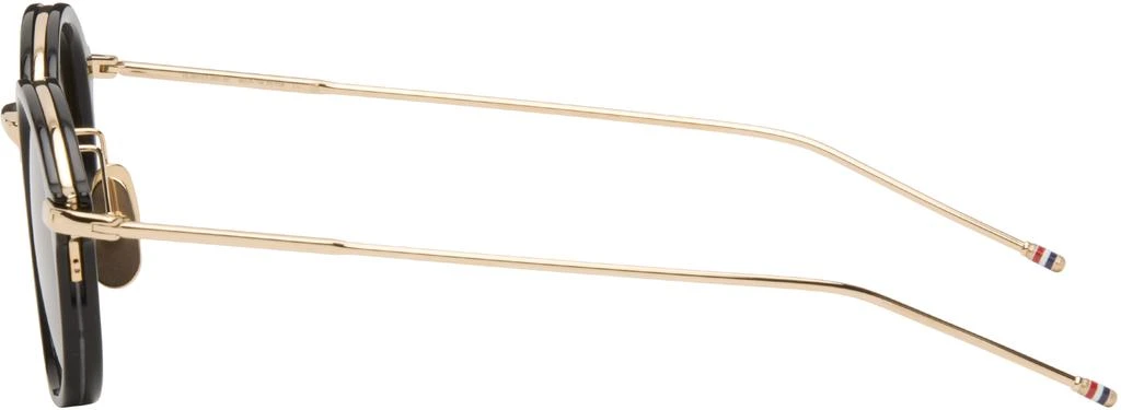 Thom Browne Black & Gold Acetate & Titanium Round Sunglasses 3
