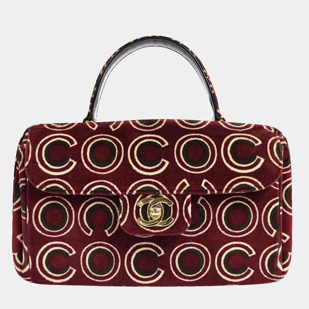 Chanel Chanel Bordeaux Velvet Coco Top Handle Bag 1