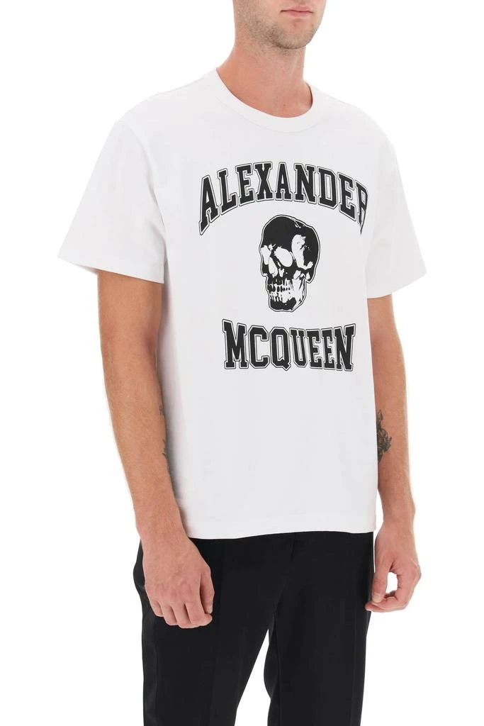 ALEXANDER MCQUEEN t-shirt with varsity logo and skull print 2