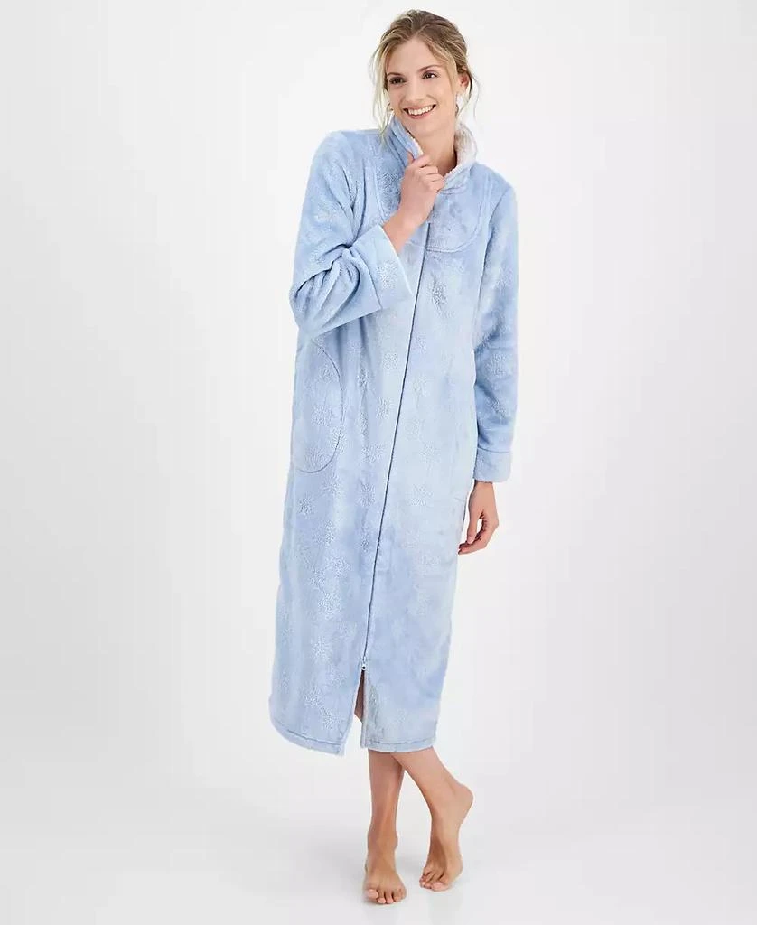 Charter Club Women's Long Snowflake Embossed Zip-Front Robe, Created for Macy's 4