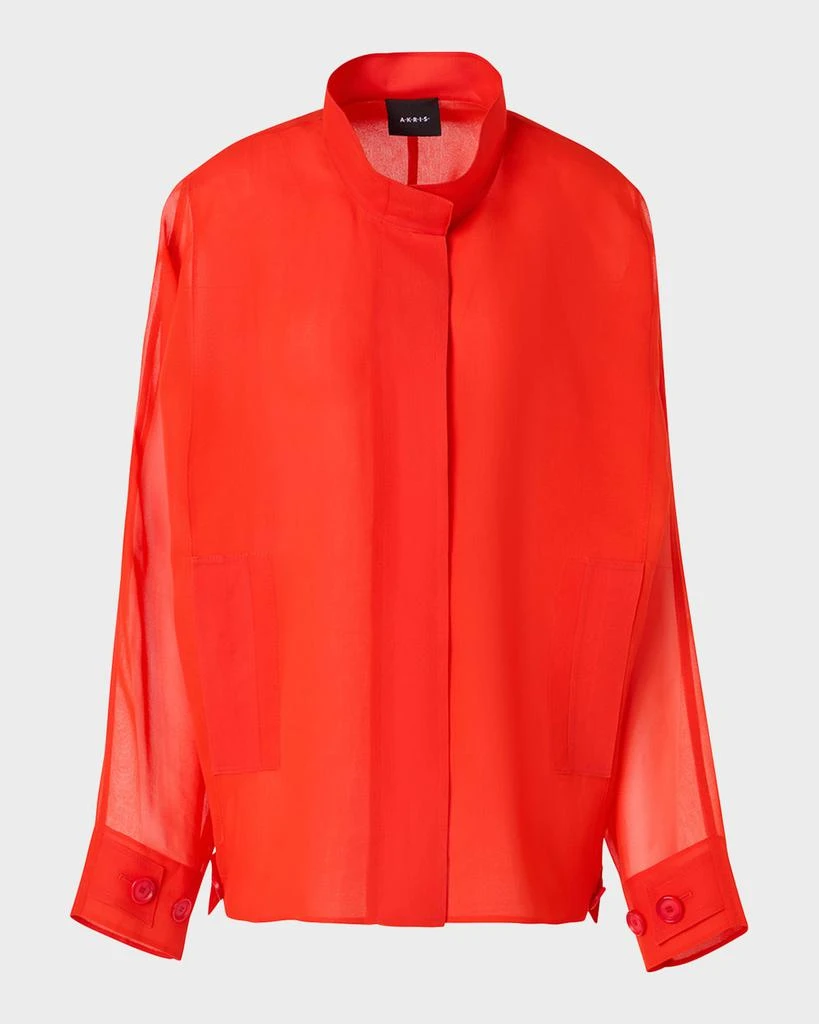 Akris Huma Silk Georgette Oversized Parka Jacket