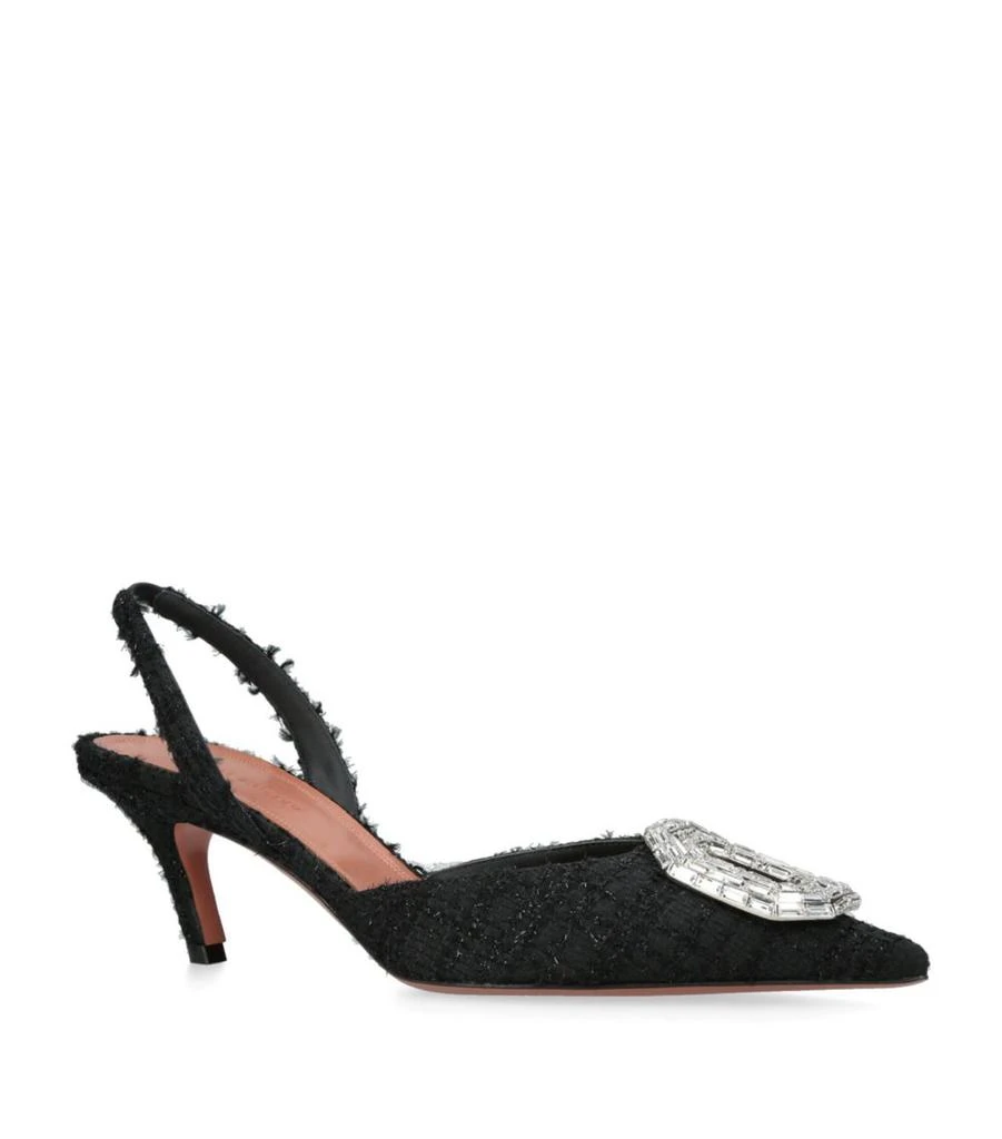 Amina Muaddi Tweed Camelia Slingback Pumps 60 3