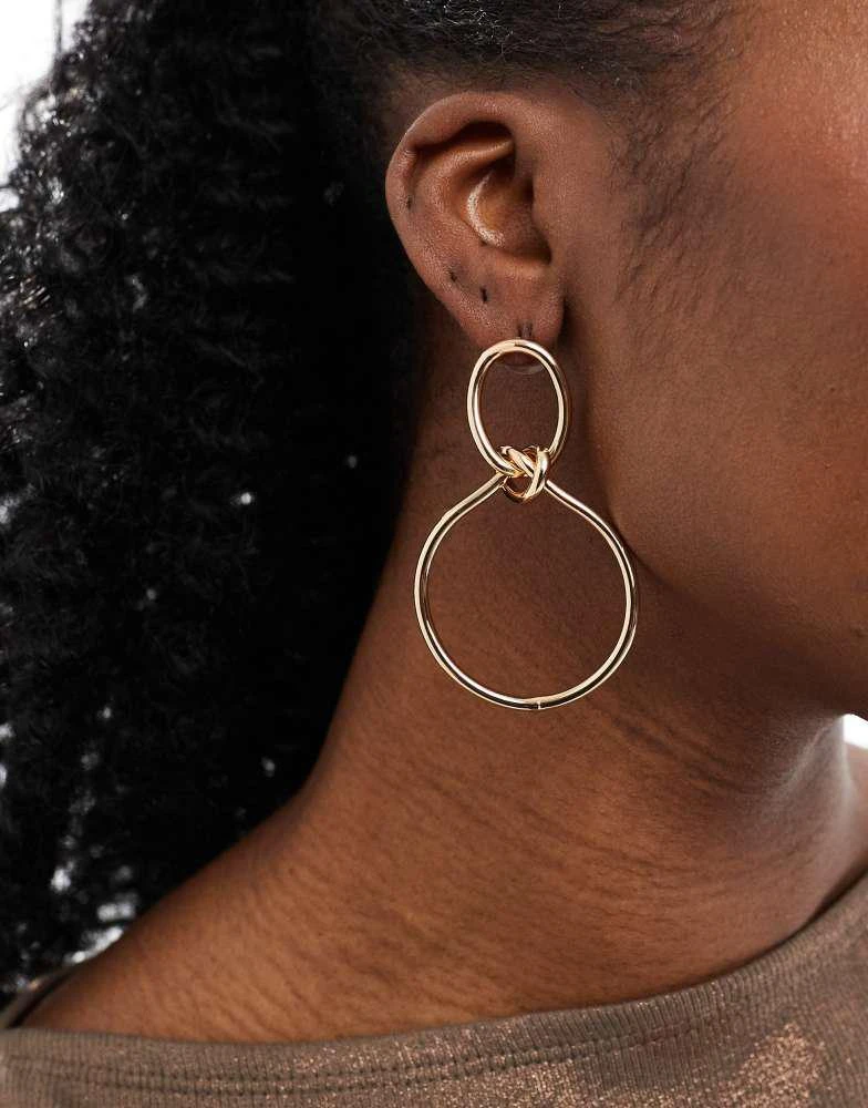 ASOS ASOS DESIGN drop earrings with double wire detail in gold tone 2