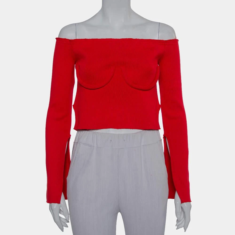 Orseund Iris Orseund Iris Red Knit Off Shoulder Crop Top L 1