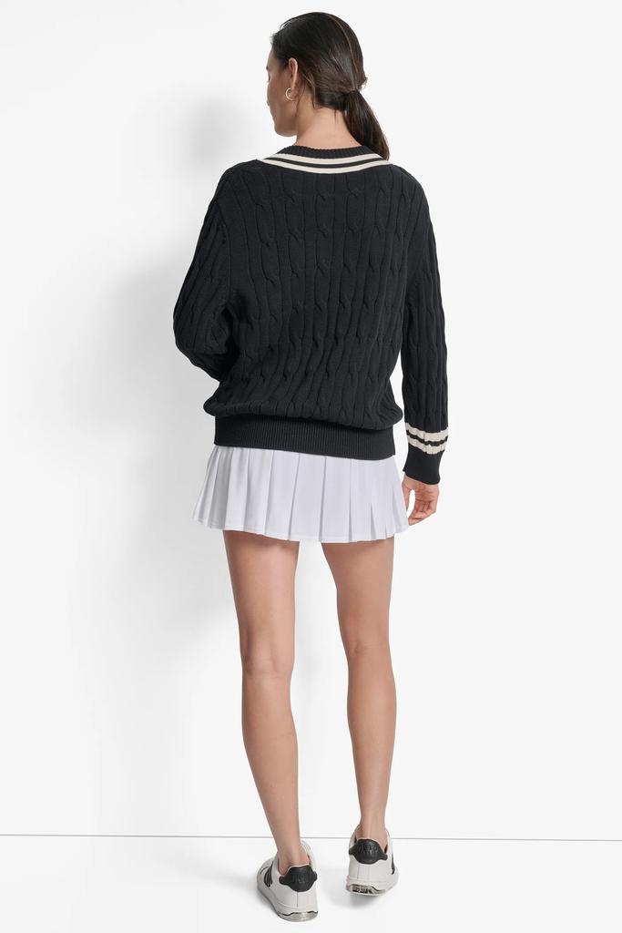 DKNY CABLE-KNIT TIPPED SWEATER