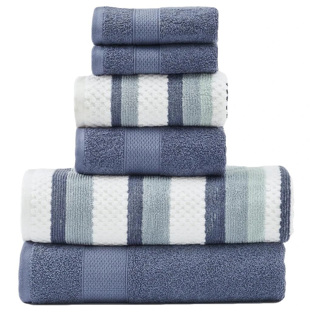 Modern Threads Pax 6-Piece Reversible Yarn Dyed Jacquard Towel Set - Bath Towels, Hand Towels, & Washcloths - Super Absorbent & Quick Dry - 100% Combed Cotton 4