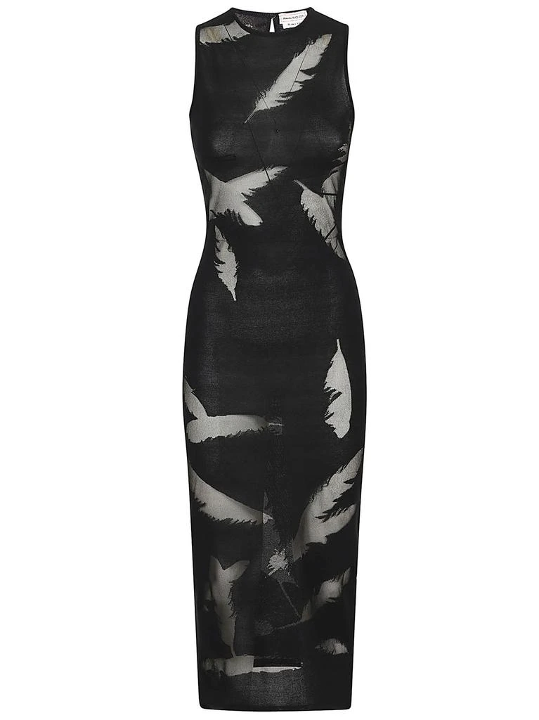 Alexander McQueen Alexander McQueen Feather-Intarsia Sleeveless Pencil Dress 1