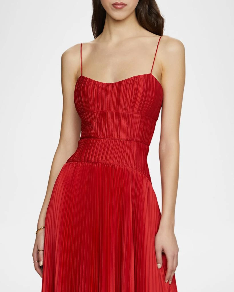 AMUR Cherry Pleated Drop-Waist Midi Dress 4