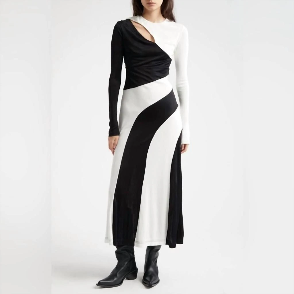 Shop Cut-Out Long Sleeve Midi Dress In Black/white on Sale at BeyondStyle   Get 22% Off Cut-Out Long Sleeve Midi Dress In Black/white with Limited-Time  Flash Deals, Exclusive Discounts, and Special Offers.