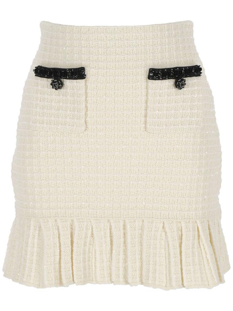 【関税&送料込】Self-Portrait Textured Knit Skirt White Textured Knit Mini Skirt – self-portrait-US
