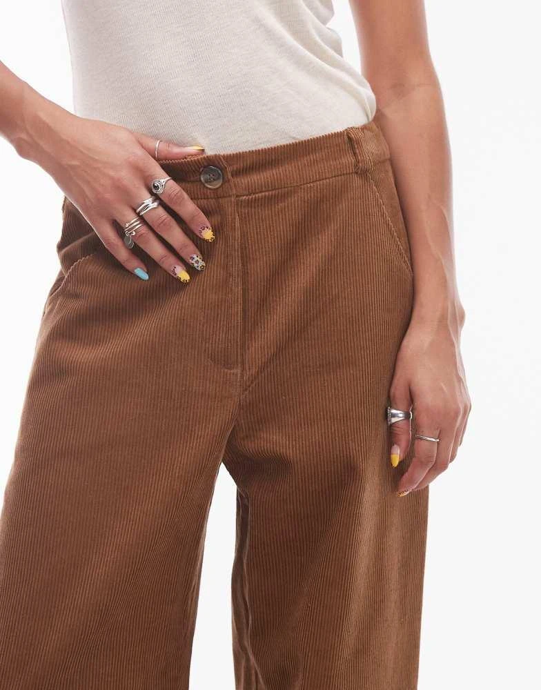 Topshop Topshop relaxed fit tailored corduroy trousers in brown 5