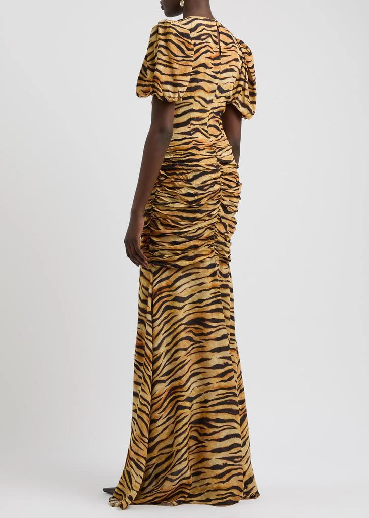 DE LA VALI Olympia tiger-print crepe de chine maxi dress 3