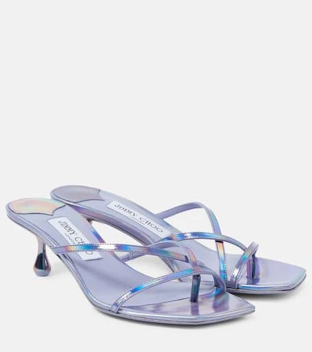 Jimmy Choo Etana 50 metallic leather mules 1