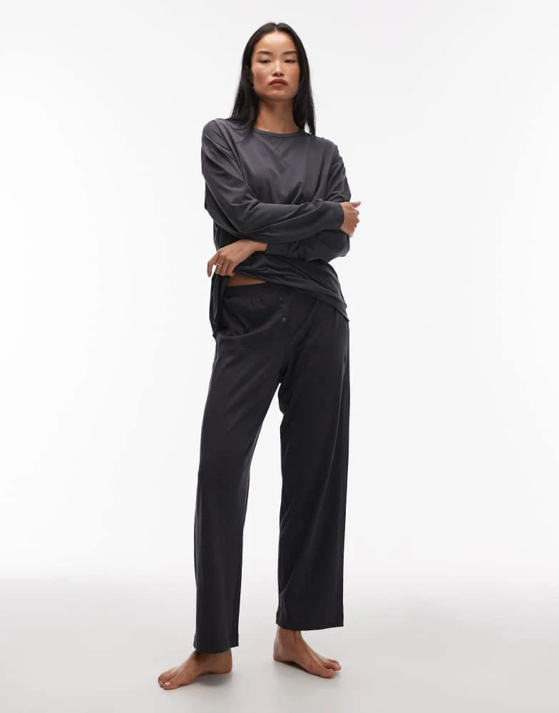 ARKET ARKET mix and match pure cotton lounge soft pyjama bottoms in dark blue