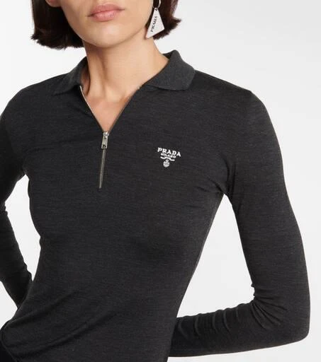 Prada Logo wool-blend zip sweater 38 - T-Shirts - Free Shipping 