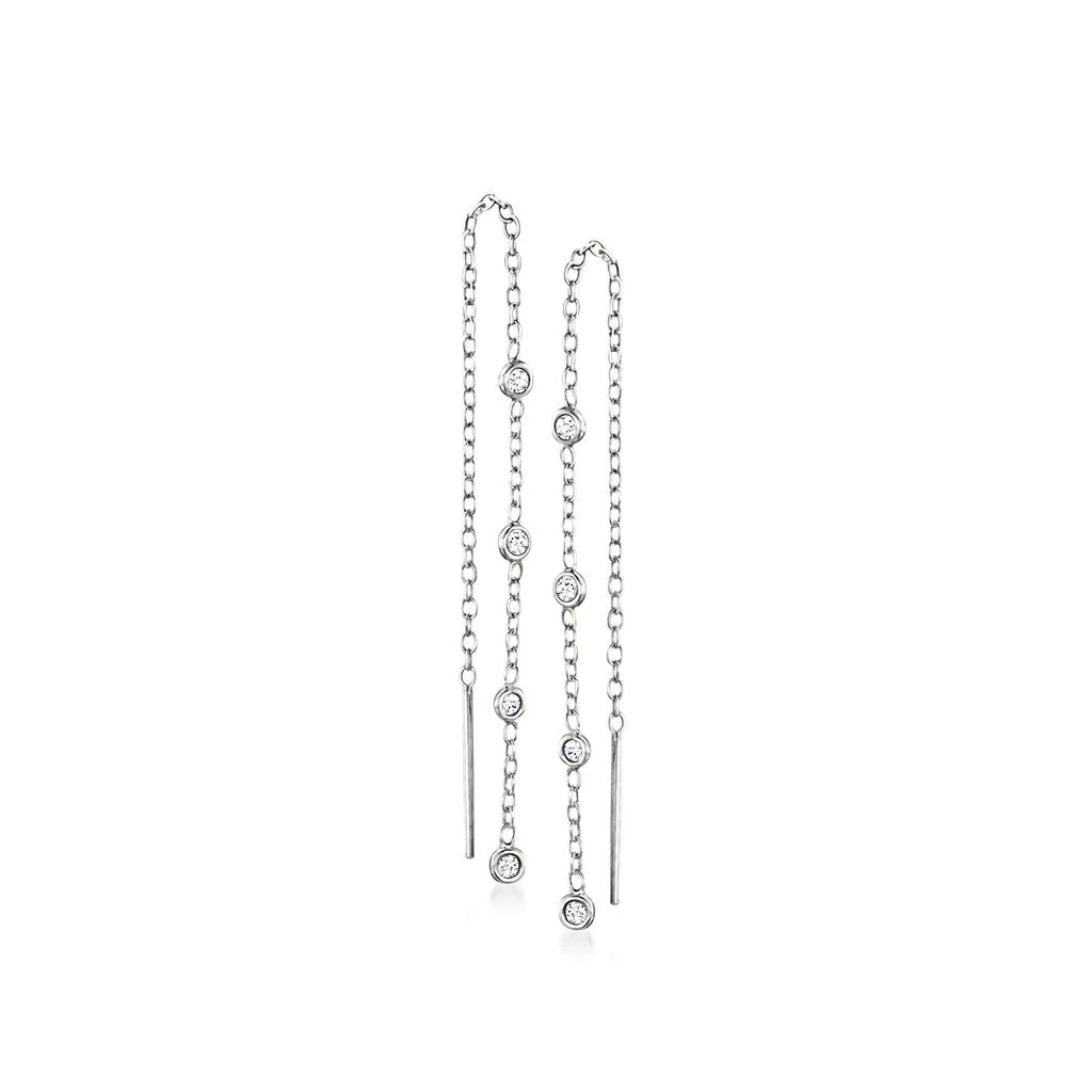 RS Pure RS Pure by Ross-Simons Bezel-Set Diamond Station Threader Earrings in Sterling Silver 1