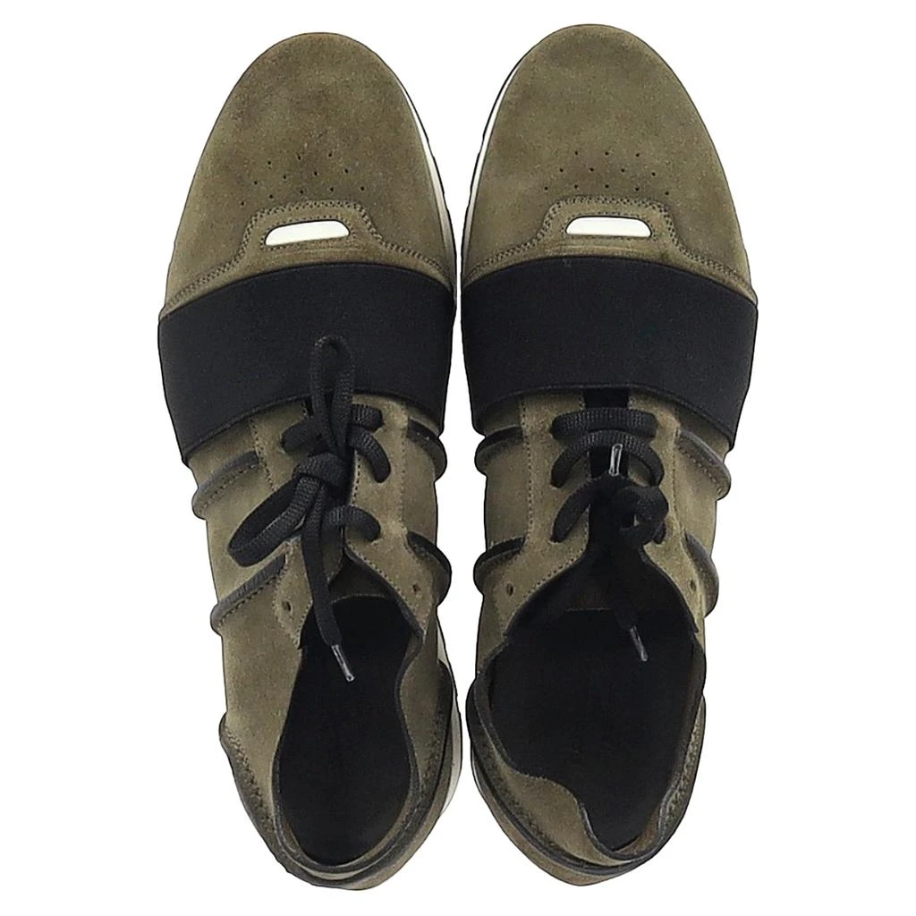 Balenciaga Race Runner Sneakers in Olive Green Suede 4