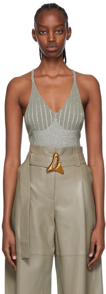 AERON Green Viscose Silver Bodysuit