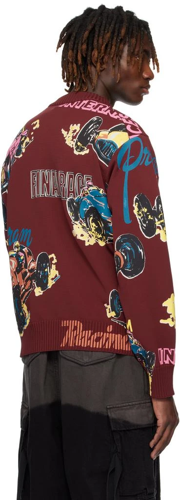 Sacai Burgundy Car Race Print Knit Pullover Sweater 3