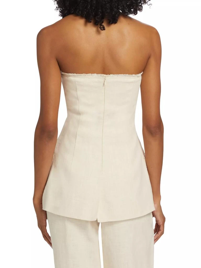 Ronny Kobo Spencer Cotton-Linen Strapless Blazer 5