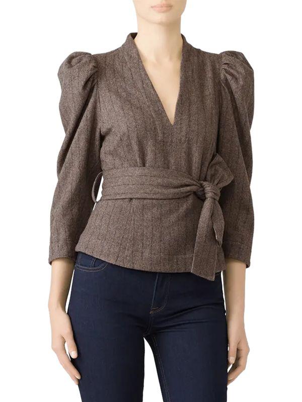 Sea Puff Sleeve Wool Blend Sweater Top