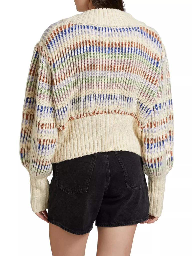 Farm Rio Striped Rib-Knit V-Neck Cardigan 5