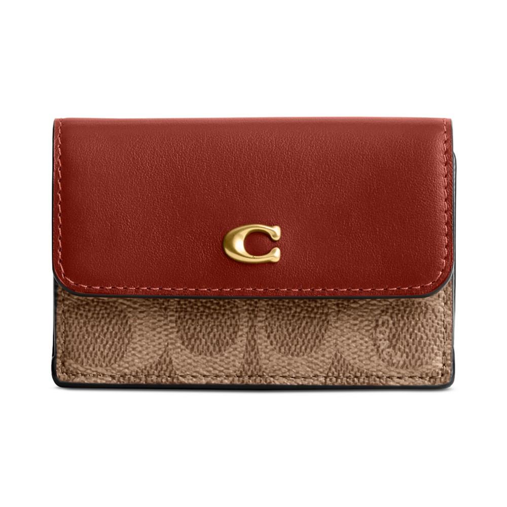 COACH Essential Coated Canvas Signature Mini Trifold Wallet