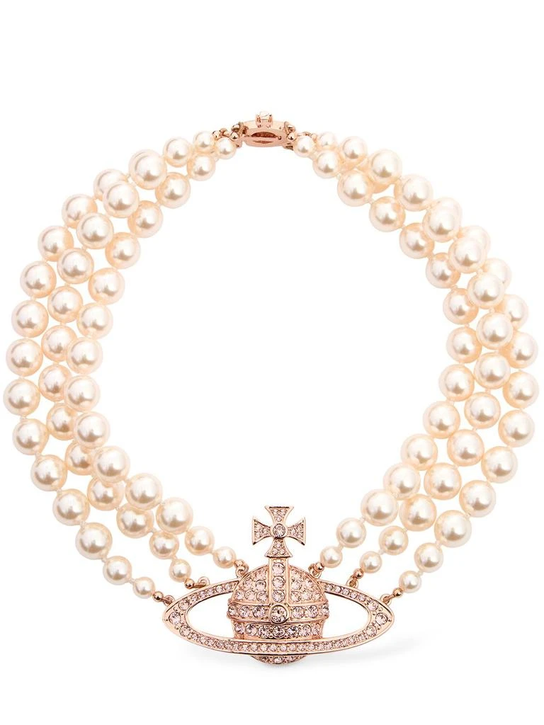 Vivienne Westwood Three-row Faux Pearl Bas Relief Choker 1