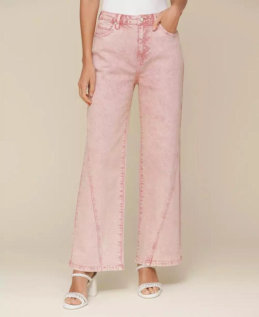 Avec Les Filles Women's High Rise Angled Seam Wide Leg Jeans 1