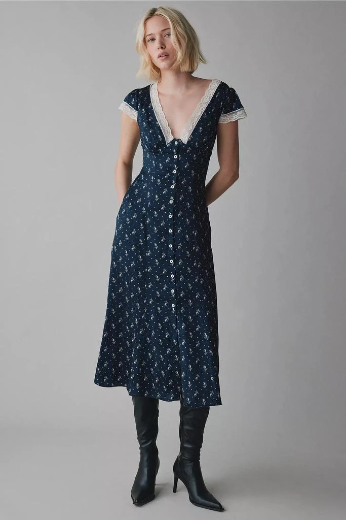Kimchi Blue Kimchi Blue Faye Lace Trim Button-Down Midi Dress 1