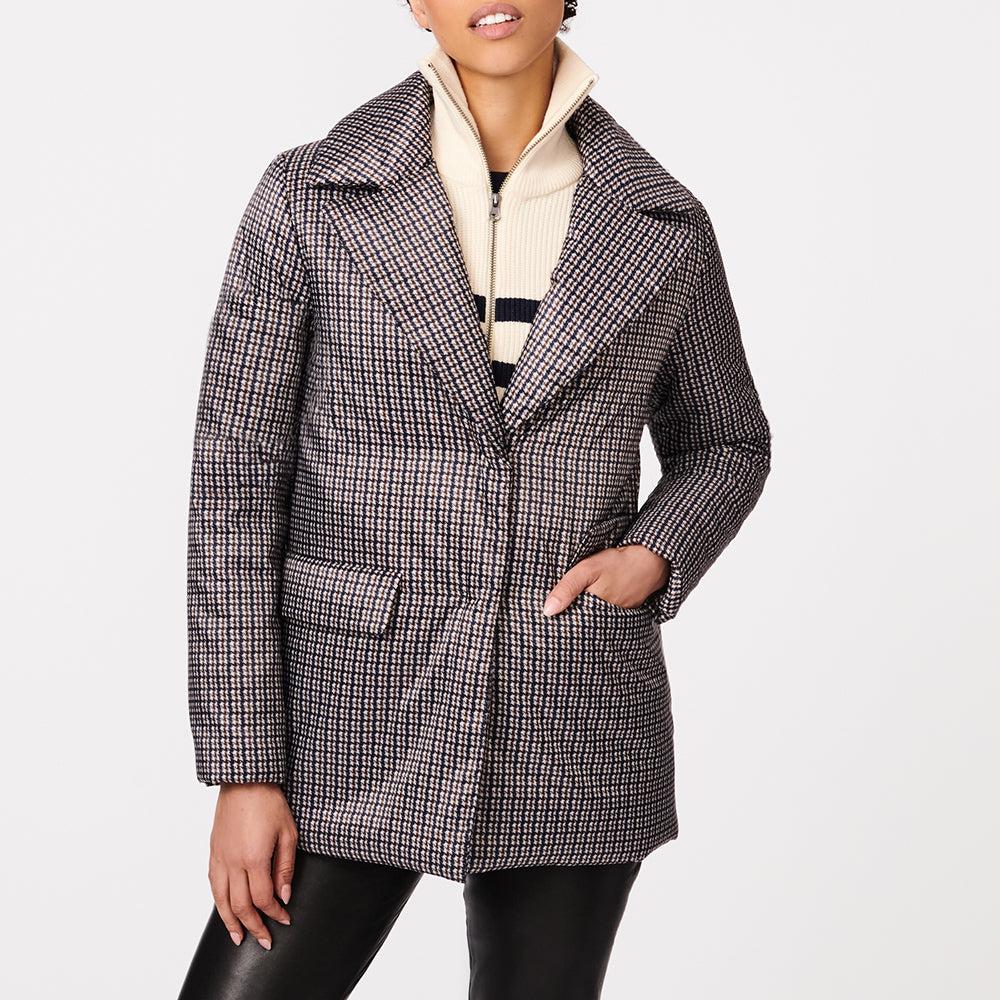 Bernardo Manhattan Mini Plaid Blazer Puffer Jacket